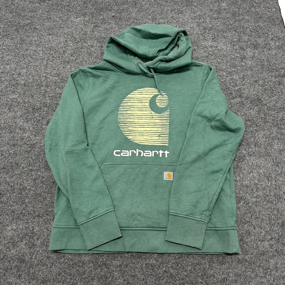 Carhartt Hoodie Womens Size L Green Rain Defender Relaxed Fit Logo TS5636-W